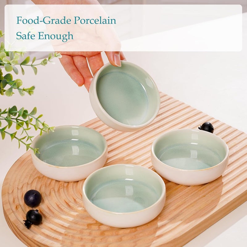 NUTRIUPS 4 Pack Soy Sauce Dish 2oz Ceramic Dipping Bowls 3.65inch Dipping Sauce Bowl Small Bowls for Side Dishes(Jade Green) - Image 5
